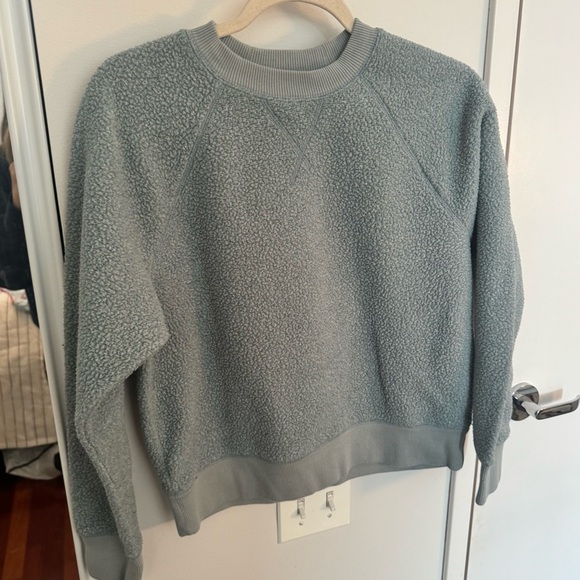 EVERLANE ReNew Fleece Raglan Sweatshirt in Pale Sage- Size L - Picture 7 of 8